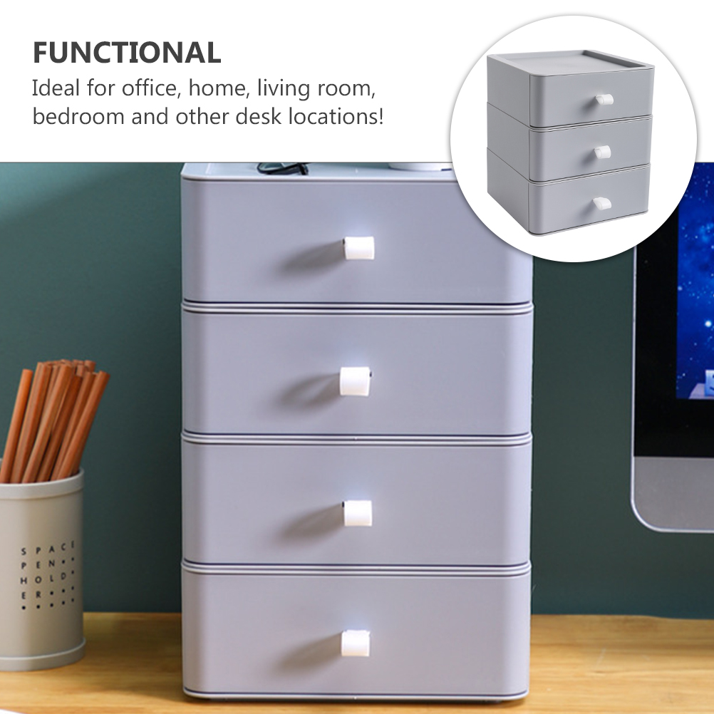 OFFIGAM Grey Plastic Desk Organizer with 3-Tier Storage for Home and Office, Multi-Functional Desktop Organizer, 1 Piece