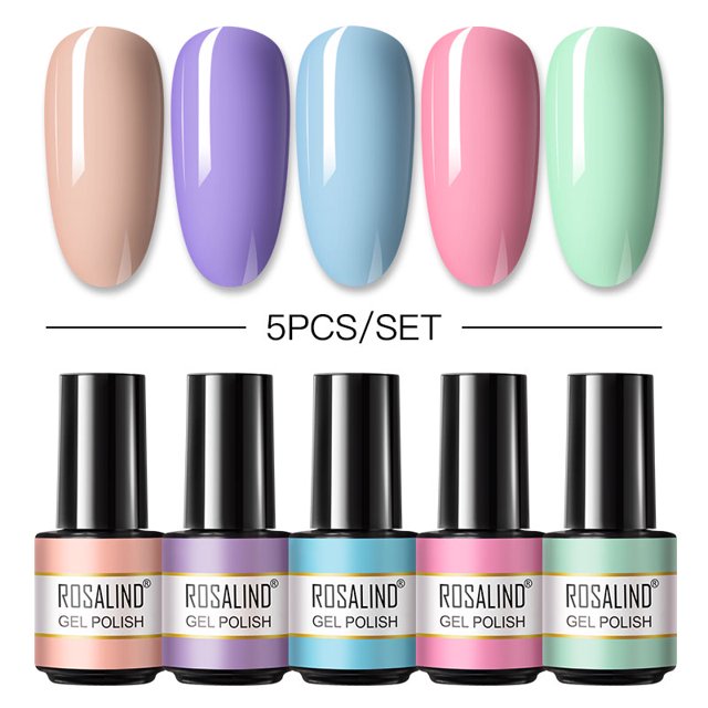 Juego de esmaltes de uñas de Gel ROSALIND, juego de uñas de Color puro, purpurina Vernis, capa superior para Base de arte de uñas semipermanente, conjunto de esmalte de Gel LED UV Tan Jianjun unisex