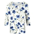 thumbnail image 3 of Patlollav Up to 65% off 3/4 Sleeve Shirts for Women 2024 Casual Summer Blouses Round Neck Print Pullover Trendy Loose T-Shirt, 3 of 6