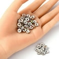 thumbnail image 3 of 50pcs Iron Flat Round Spacer Beads with Colorful Rhinestone Silver 8mm, 3 of 5