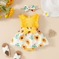 thumbnail image 2 of Zanarzt Infant Baby Girl Summer Romper Cotton Baby Girl Clothes Infant Tulle Romper Ruffe Sleeveless Bodysuit Baby Girl Outfits Infant Girl Dress Yellow,9-12 Months, 2 of 5