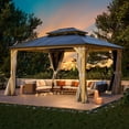 thumbnail image 2 of Hommow 13' x 15' Hardtop Gazebo, Wood Gazebo with Black Double Polycarbonate Hardtop Roof, Outdoor Gazebo for Garden, 2 of 8