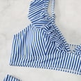 thumbnail image 4 of Swimsuit for Women 2024 Pimelu Bikini Sets for Women Womens 2 Pieces Bathing Suits Fashion Ruffle Layer Trim Striped Print Swimwear High Waist Slim Swimsuit Sets with Pad, 4 of 7