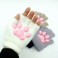 thumbnail image 3 of Guantes de silicona 3D con forma de garra de gato, bonitos guantes de peluche de gato para niñas, guantes cálidos con imitación de visón y garra de gato, 3 of 5