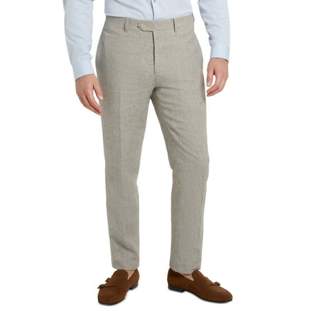 Tallia Mens Slim-Fit Tan Houndstooth Suit Pants 36 x 30