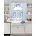 thumbnail image 3 of Cute Bow Swag Kitchen Curtains Sets for Windows 24 Inch Length, Blue Bowknot Minimalist Solid Color Short Window Curtain Panels Swags Valances and Tiers 3 Piece Set for Cafe/Dining Room, 3 of 5
