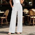 thumbnail image 5 of Lenpel Wide Leg Office Pants for Women Fashion High Waist Double Button Pleated Dress Trousers Casual Business Pants with Pockets, 5 of 7