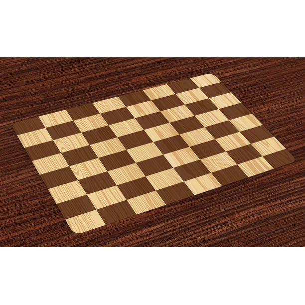 Checkered Placemats Set of 4 Empty Checkerboard Wooden Seem Mosaic