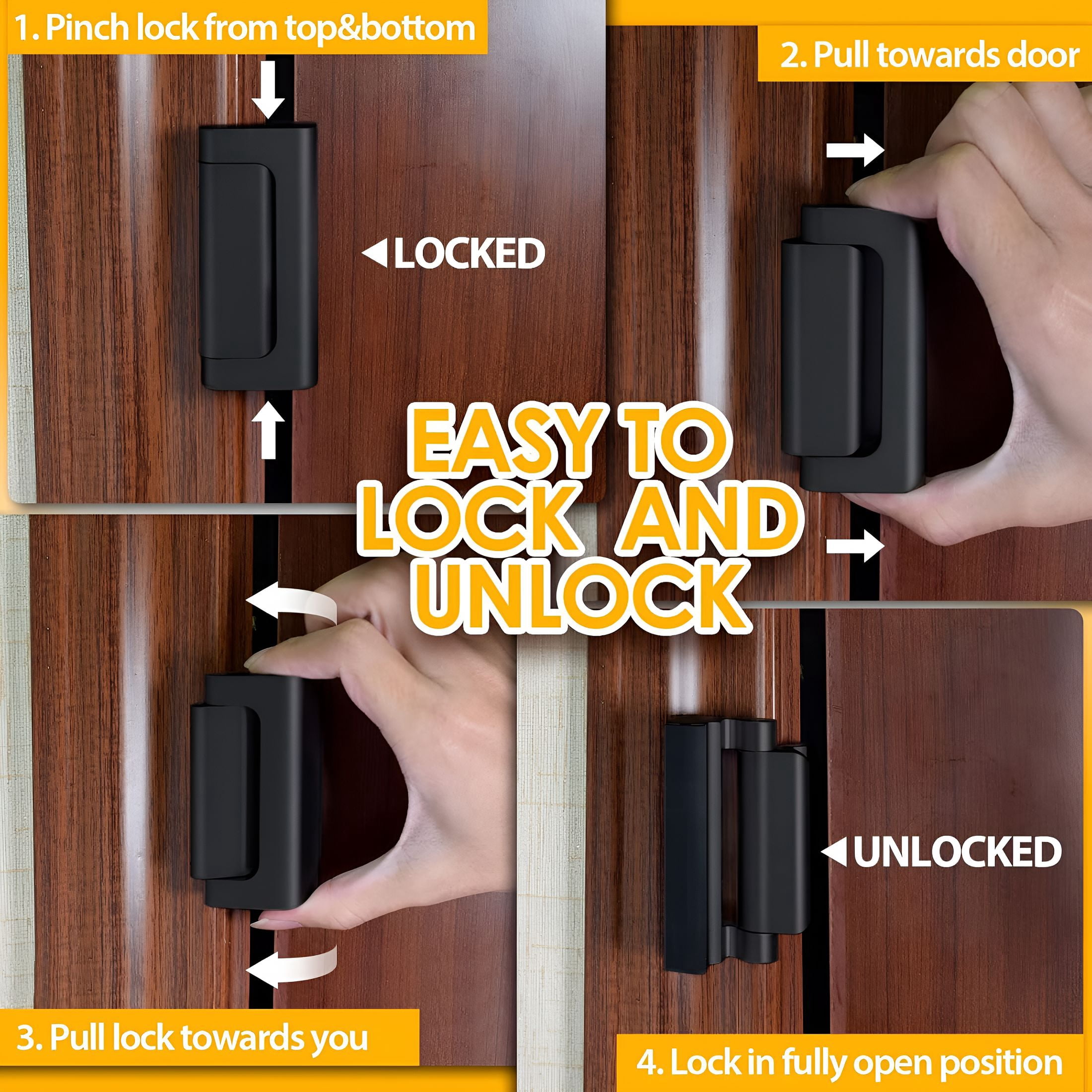 ZHZFKQ Home Security Door Lock Door Reinforcement Lock Door Locks for Kids Safety Flip Door Lock Latch Childproof Night Lock Front Door Child Safety Lock High Security Locks