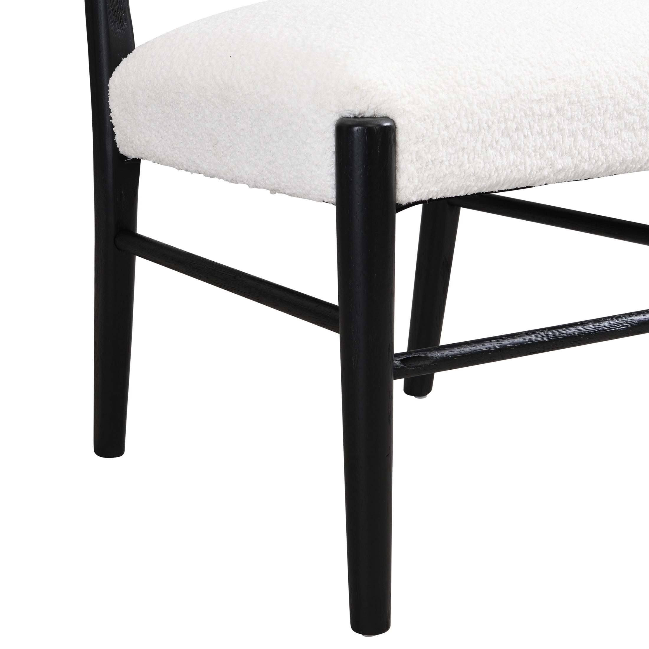 Farmhouse Upholstered Dining Chairs with Rubberwood Frame, Beige and Black - Set of 2