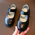 thumbnail image 2 of GiLiling Girls Bow Mary Jane Flats, Adjustable Strap Scalloped Edge School Shoes, Soft Sole Non Slip Student Performance Flats for Kids (Black, 5.5-6 Years), 2 of 8