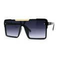 thumbnail image 2 of Mens Luxury Mod Rimless Block Lens Shield Oversize Sunglasses Black Smoke, 2 of 5