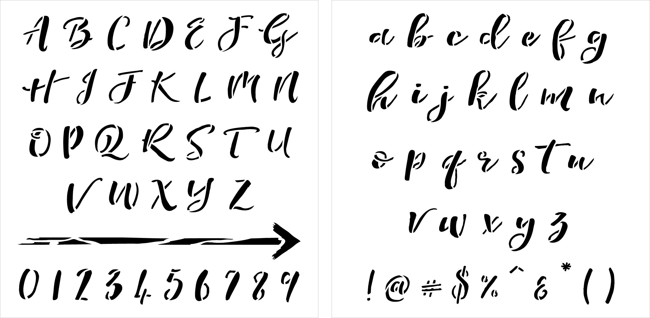 Brush Script Lettering Stencils by StudioR12 Reusable Full Alphabet Stencil  DIY Scrapbook, Crafting, Journaling Select Size 15 x 15 Inch Sheet 