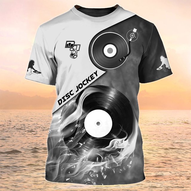 Hombres 2023 Verano Nuevo DJ Rock Camiseta Hotel Nightclub Tendencia Moda Ropa Neutral Instrumento Musical 3d Impreso Cuello Redondo Tops Camisetas