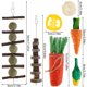 thumbnail image 2 of FUYGRCJ - Juego de 16 juguetes masticables naturales para conejos, duraderos y para animales pequeños, con bolas de madera de manzano y hierba, esponja vegetal y zanahoria, mejora la salud dental de, 2 of 8
