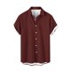 thumbnail image 4 of Blusa y camisa de manga corta con cuello vuelto y botones para hombre, estilo cárdigan vertical de manga corta con cuello vuelto y bolsillo, blusa de poliéster para hombre, 4 of 5