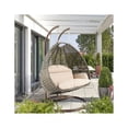 thumbnail image 2 of Maykoosh Wicker Hanging 2 person Egg Swing Chair With Outdoor Cover, Egg Swing chair with stand and cushions in charcoal and Zipper Closure, 2 of 10