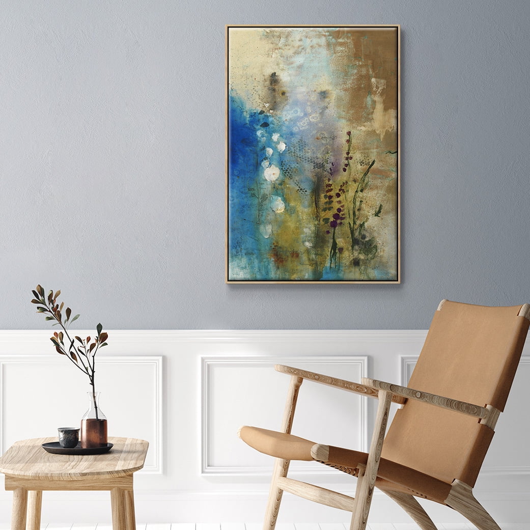 Immerge III Framed Premium Gallery Wrapped Canvas - Ready to Hang - 27 x 41 - Natural Wood Floating Frame