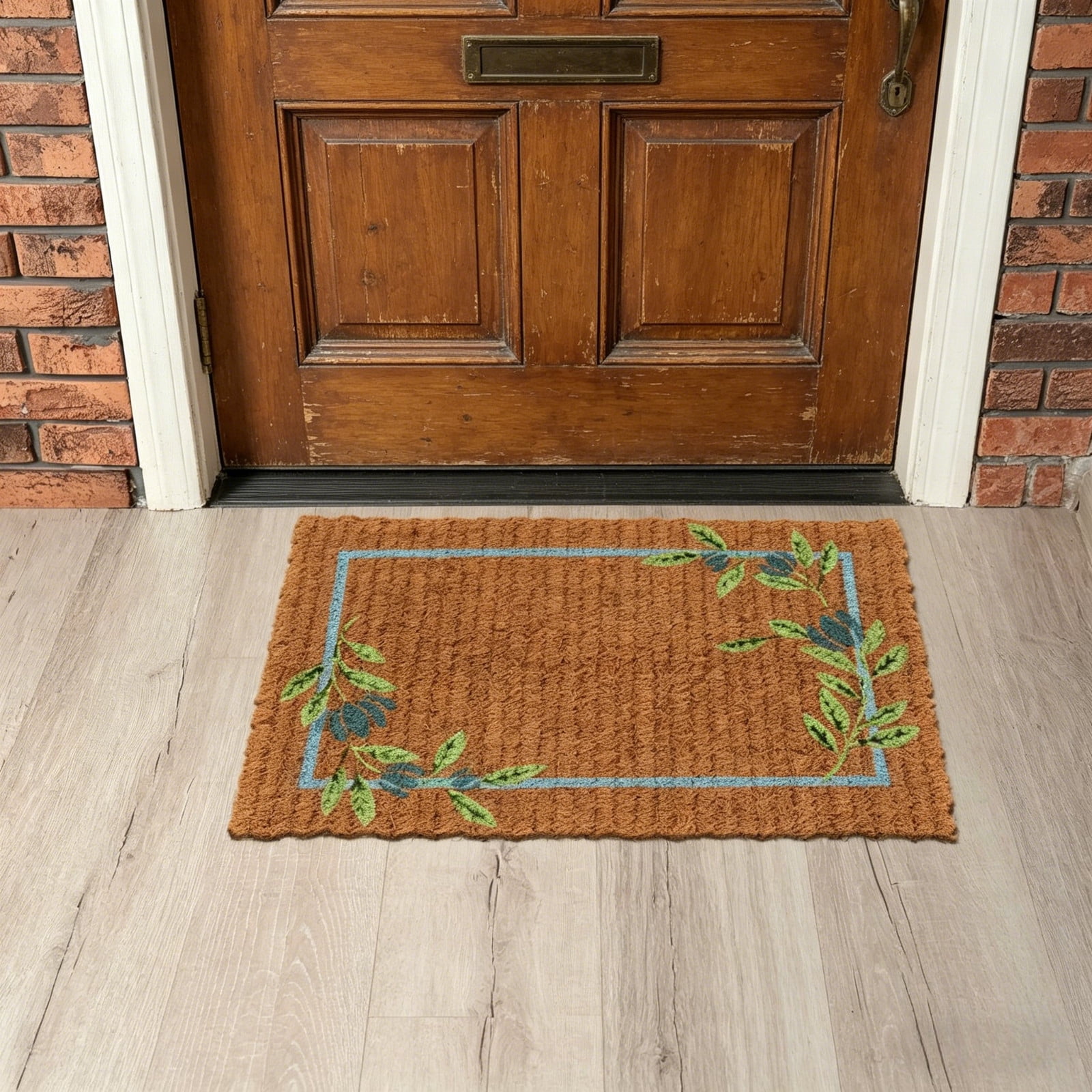 Floral Woven Coir Outdoor Doormat, Welcome Outdoor Mat for Home Porch Entry, 19"x31"