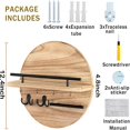 thumbnail image 6 of XIBUFE Key Holder for Wall Decorative with Shelf and Hooks,Mail Organizer Wall Mount with Sunglasses Holder,Circular Design Entryway Key Rack Hanger,Rustic Home Decor, 6 of 8