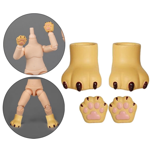 Muñeca BJD perfecl movible manos y pies de gato accesorios para cuerpo de muñeca articulada OB11 amarillo