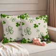 thumbnail image 2 of St. Patrick's Day Outdoor Waterproof Pillow Covers, Green Shamrock Plants Spring Beige Decorative Square Throw Pillowcase Sofa Cushion Sham for Patio/Couch/Chair, 18"x18" 2 Pack, 2 of 8