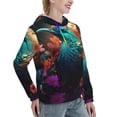 thumbnail image 6 of Fotbe Colorful Flower Bird Pattern Womens Long Sleeve Hoodie, Pullover Hooded Sweatshirt, Kangaroo Pocket Hoodie with Eye-catching Drawstrings-Large, 6 of 7