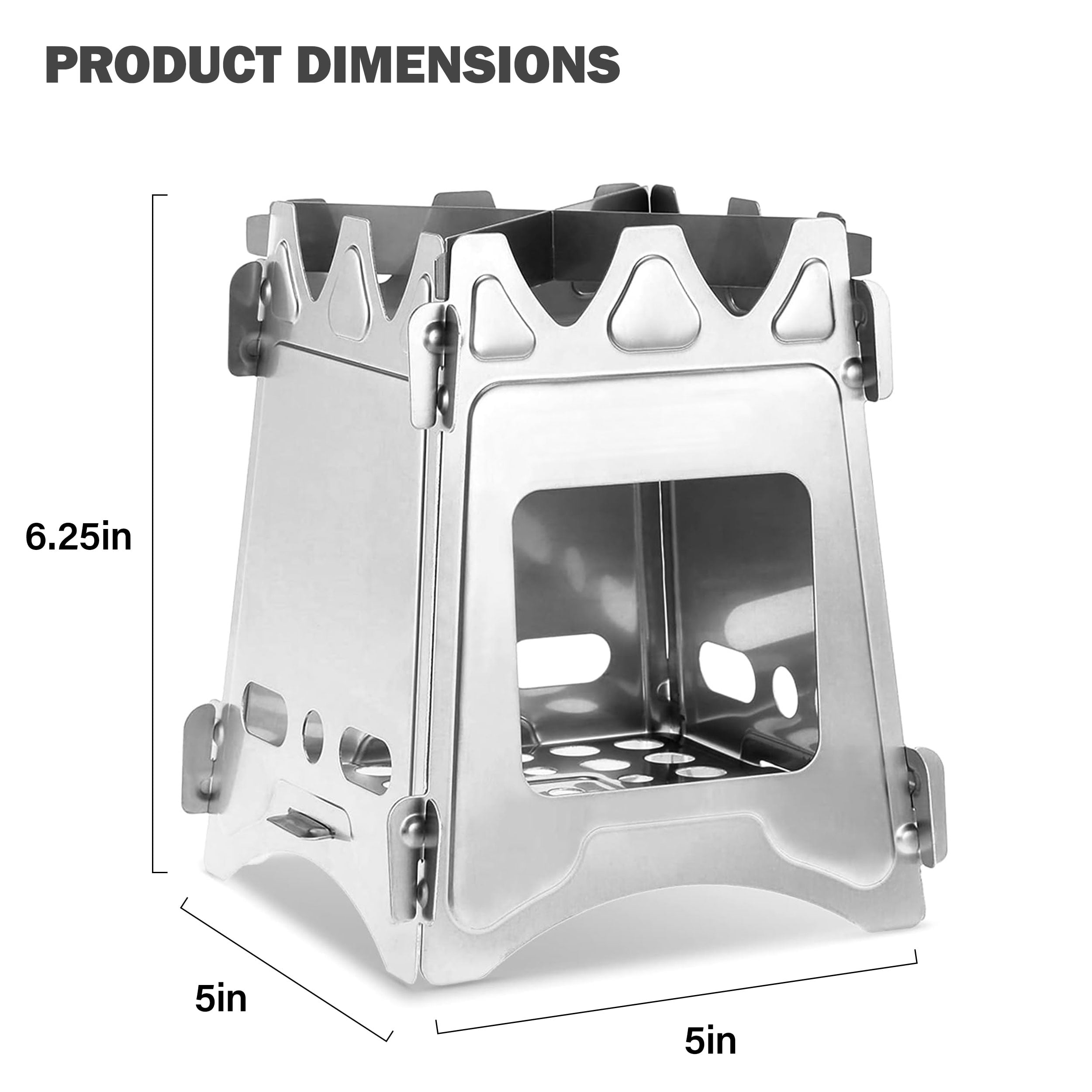 Sirius Survival Backpack Wood Stove - Stainless Steel Portable Camp Stove for Hiking, Camping, and Emergency Preparedness - Compact, Lightweight, and Durable