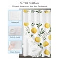 thumbnail image 2 of No Hook Cloth Fabric Shower Curtain with Snap in Liner, Lemon Waterproof Shower Curtains Set with See Through Top Window, Yellow Fruit Sage Green Leaves Watercolor Floral Bath Curtains Shower 72"x72", 2 of 6