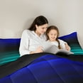 thumbnail image 4 of jejeloiu Vintage Striped Print 7-Piece Bedding Comforter Set,Abstract Geometric Pattern King Bedding Sets,Cyan Black Blue Bed Sheets For Adult,Breathable Home Decor Reversible, 4 of 8