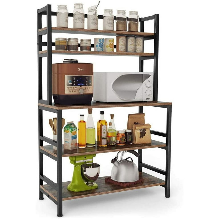 Tribesigns Rustic Brown Industrial Metal Bakers Rack with Power Outlets and  Large Storage Space in the Dining & Kitchen Storage department at