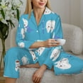 thumbnail image 6 of Honeii Cute Healthy Teeth print Women's Pajama Sets Long Sleeve Button Down Sleepwear Nightwear Soft Pjs Lounge Sets-X-Large, 6 of 7