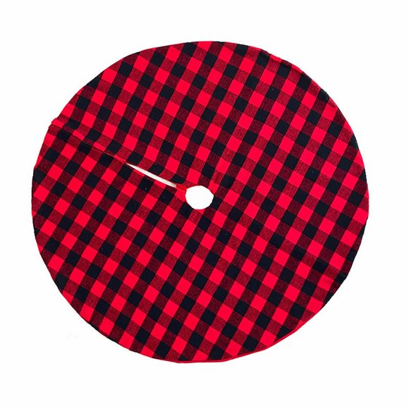 Buffalo Plaid Christmas Tree Skirt 36 In.Red Black Buffalo Check Christmas Tree Skirt For Holiday Christmas Decorations