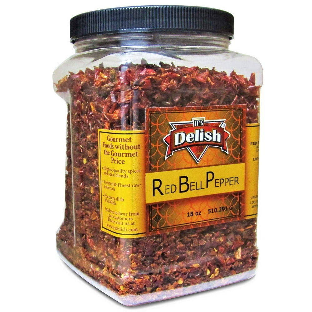 Dehydrated Dried Red Bell Pepper by It's Delish 18 Oz Jumbo Reusable