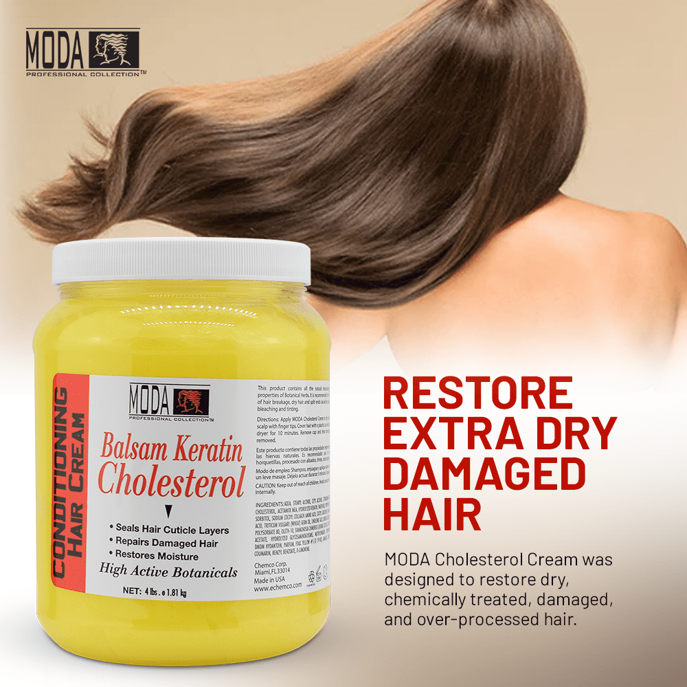 MODA - Cholesterol Deep Conditioning Hair Cream with Keratin, Panthenol, Collagen Amino Acids, Jojoba Oil, and Vitamin E – 64 Oz