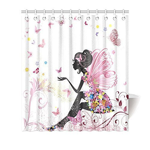 Pink Butterfly Girl With Floral Dress Flower Fairy Angel Wings Print Soft A W7D7 