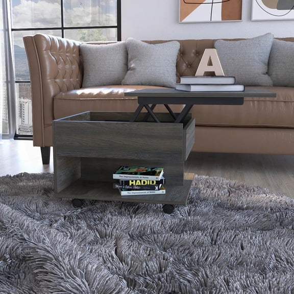Portland Lift Top Coffee Table with Concealed Storage & Wheels
