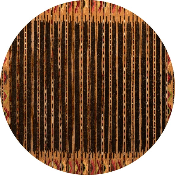 Ahgly Company Indoor Round Abstract Orange Modern Area Rugs, 4' Round