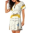 thumbnail image 2 of Fotbe Golf Icons And Golfer Pattern Women's Cotton Nightgown Sleepwear Short Sleeves Shirt Casual Print Sleepdress, 2 of 6