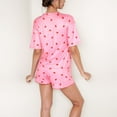 thumbnail image 6 of Women's Heart Print Satin Pajama Set with Short Sleeve Crew Neck Top and Ruffle Trim Lounge Shorts - Large, Mauve Pink, 6 of 7