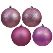 Vickerman 4.75" Mauve 4-Finish Ball Ornament Assortment, 4 per Box