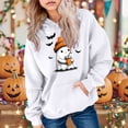 thumbnail image 2 of Staki Kids Girl Hooded Sweatshirt Graphic Letter Print Halloween Shirt Long Sleeve Pullover Tops(White,13-14 Years), 2 of 6