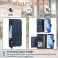 thumbnail image 6 of Crossbody Wallet Case For iPhone 14 Pro Max, PU Leather Flip Stand Case with [RFID Blocking] Card Holder, Zipper Pocket Handbag Magnetic Snap Shockproof Phone Case with Wrist Strap,Blue, 6 of 12