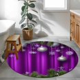 thumbnail image 4 of Purple Christmas Round Area Rug 4 FT, Non Slip Indoor Outdoor Rug, Xmas Balls Botanical Snowflake Washable Soft Circular Carpet Non-Shedding Floor Mat for Coffee Table Nursery Foyer Balcony, 4 of 9