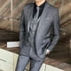 thumbnail image 3 of Conjunto de tres piezas de color sólido clásico para las cuatro estaciones, traje de boda, chaleco y pantalones, moda de negocios, guapo e informal, 3 of 5