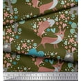 thumbnail image 3 of Soimoi Moss Georgette Fabric Tree,Fox & Bear Kids Printed Craft Fabric by The Yard 42 Inch Wide, 3 of 3