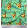 thumbnail image 1 of Soimoi Green polyester Crepe Fabric Triangle & Pine Fruits Print Fabric by Yard 42 Inch Wide, 1 of 5
