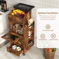 thumbnail image 2 of JOIVI 16.0" Potato and Onion Storage Bin on Wheels, 4-Tier Rolling Fruit and Vegetable Organizer with Side Rack & Drawers, Movable Bread Box Cabinet with Mesh Doors for Kitchen, Rustic Brown, 2 of 8