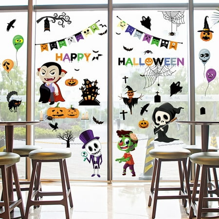 Halloween Window Stickers Decals Clings Decorations for Window Glass Halloween Glass Decals for Party Decorations
