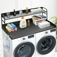 thumbnail image 2 of Washer Dryer Countertop with Shelf, 54" x 27" Wooden Laundry Countertop with 2 Hooks & No-Slip Pads, 2-Tier Washer and Dryer Covers for The Top, for Laundry Room Organization and Storage, Black, 2 of 8